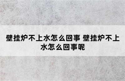 壁挂炉不上水怎么回事 壁挂炉不上水怎么回事呢